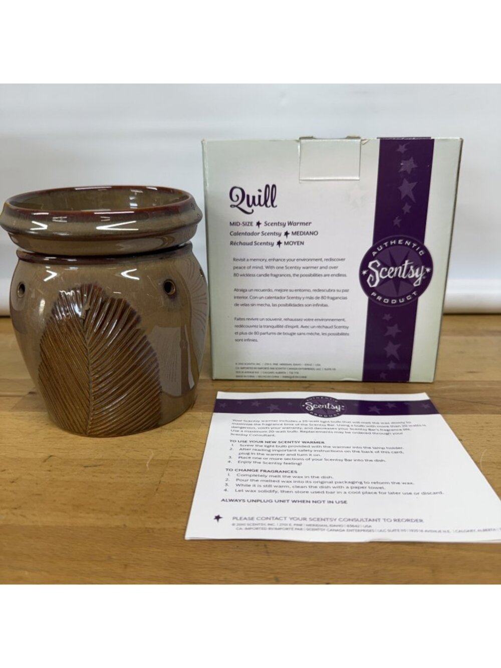 NEW Scentsy QUILL Wax Warmer Mid Size Brown 2010 RETIRED MSW-QUIL